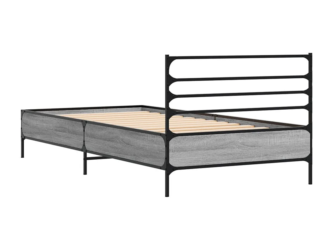 Cadre de lit sonoma gris 75x190 cm bois d'ingénierie et métal