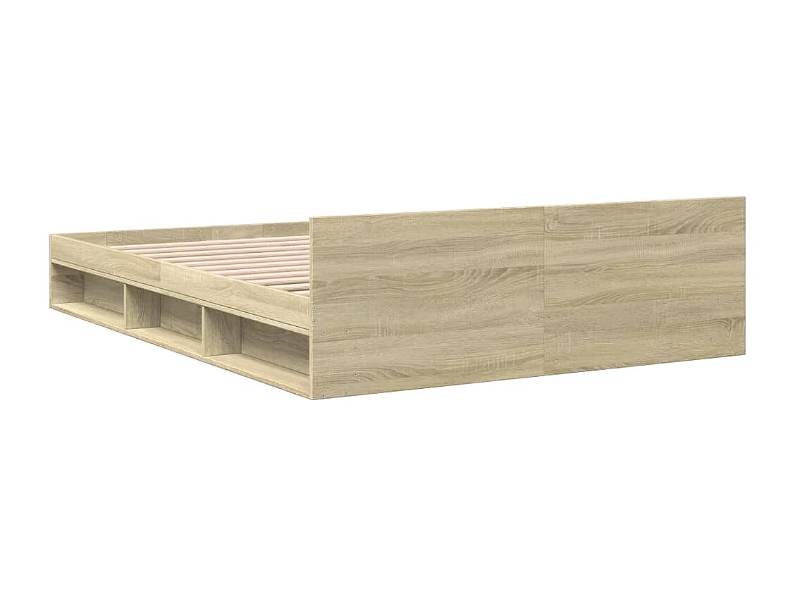 Cama con cajones madera ingeniería roble Sonoma 160x200 cm