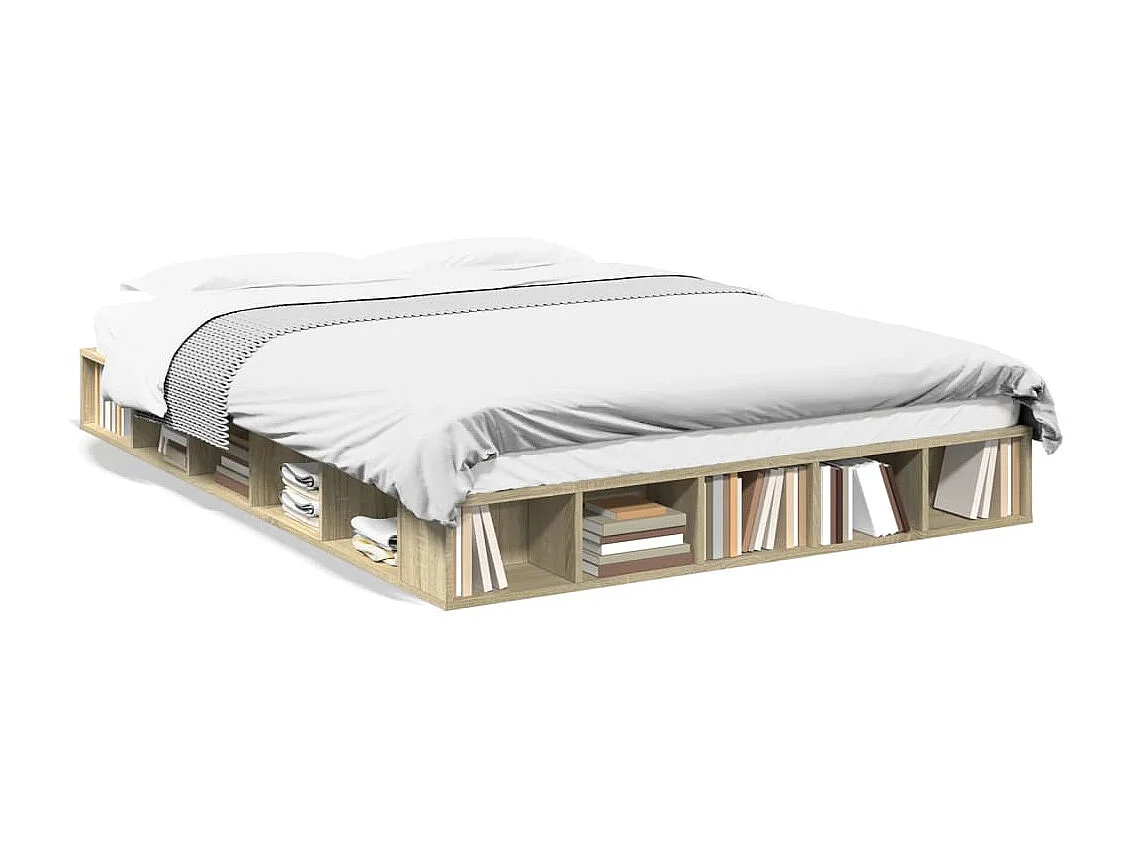 Estructura de cama madera de ingeniería roble Sonoma 140x200 cm