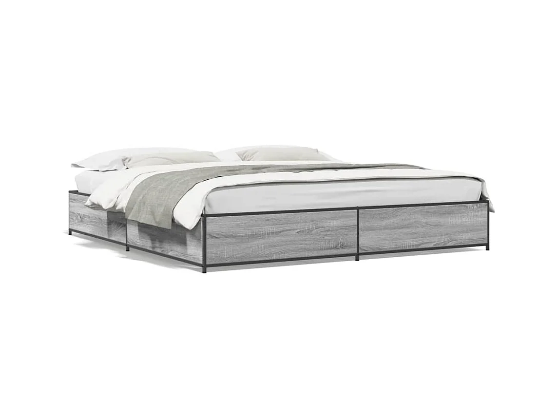 Cadre de lit sonoma gris 200x200 cm bois d'ingénierie et métal