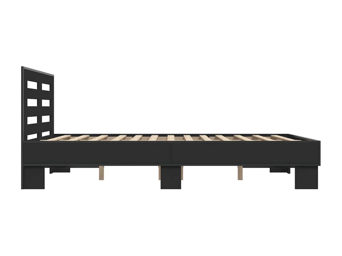 Estructura de cama madera de ingeniería y metal negro 135x190cm