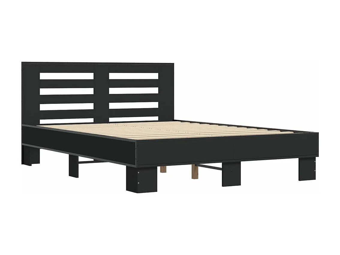 Estructura de cama madera de ingeniería y metal negro 135x190cm