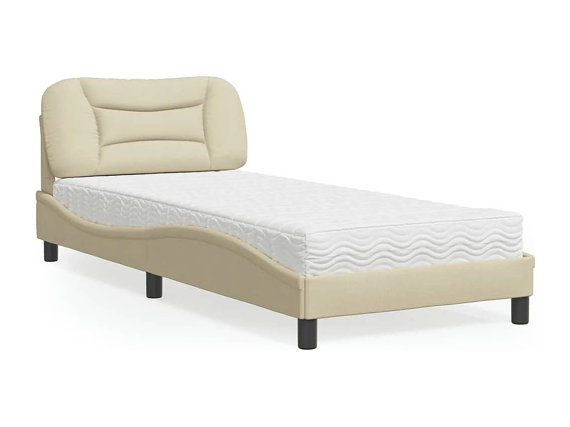 Lit avec matelas crème 80x200 cm tissu