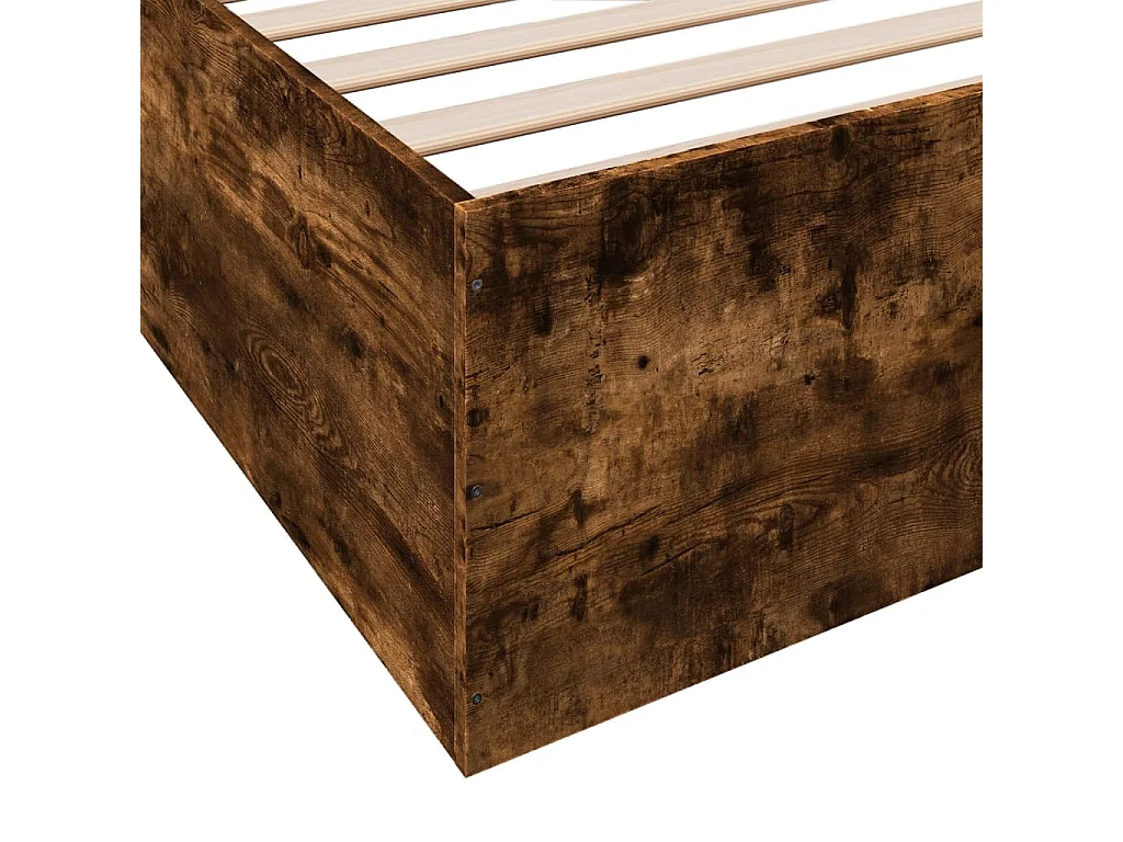 Estructura de cama madera de ingeniería roble ahumado 200x200cm
