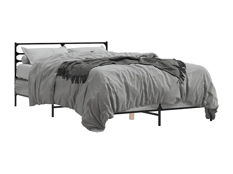 Estructura cama madera ingeniería metal gris Sonoma 120x190 cm