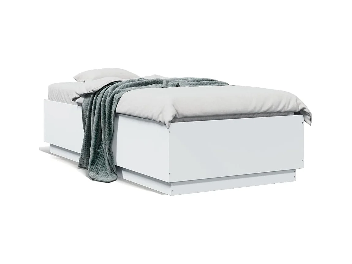 Estrutura cama c/ luzes LED 90x190 cm derivados madeira branco