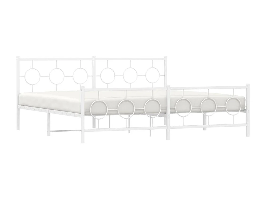 Estructura cama metal con cabecero y estribo blanco 200x200 cm