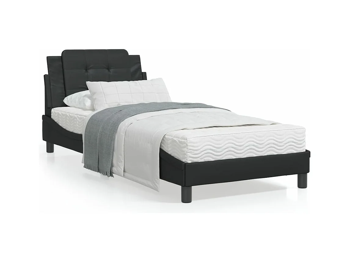 Cama con colchón cuero sintético negro 80x200 cm
