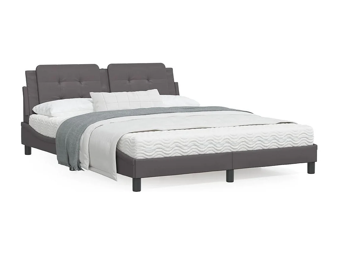 Estructura de cama con cabecero cuero sintético gris 160x200cm