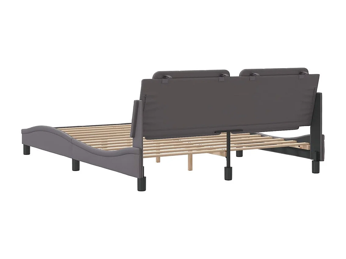 Estructura de cama con cabecero cuero sintético gris 160x200cm