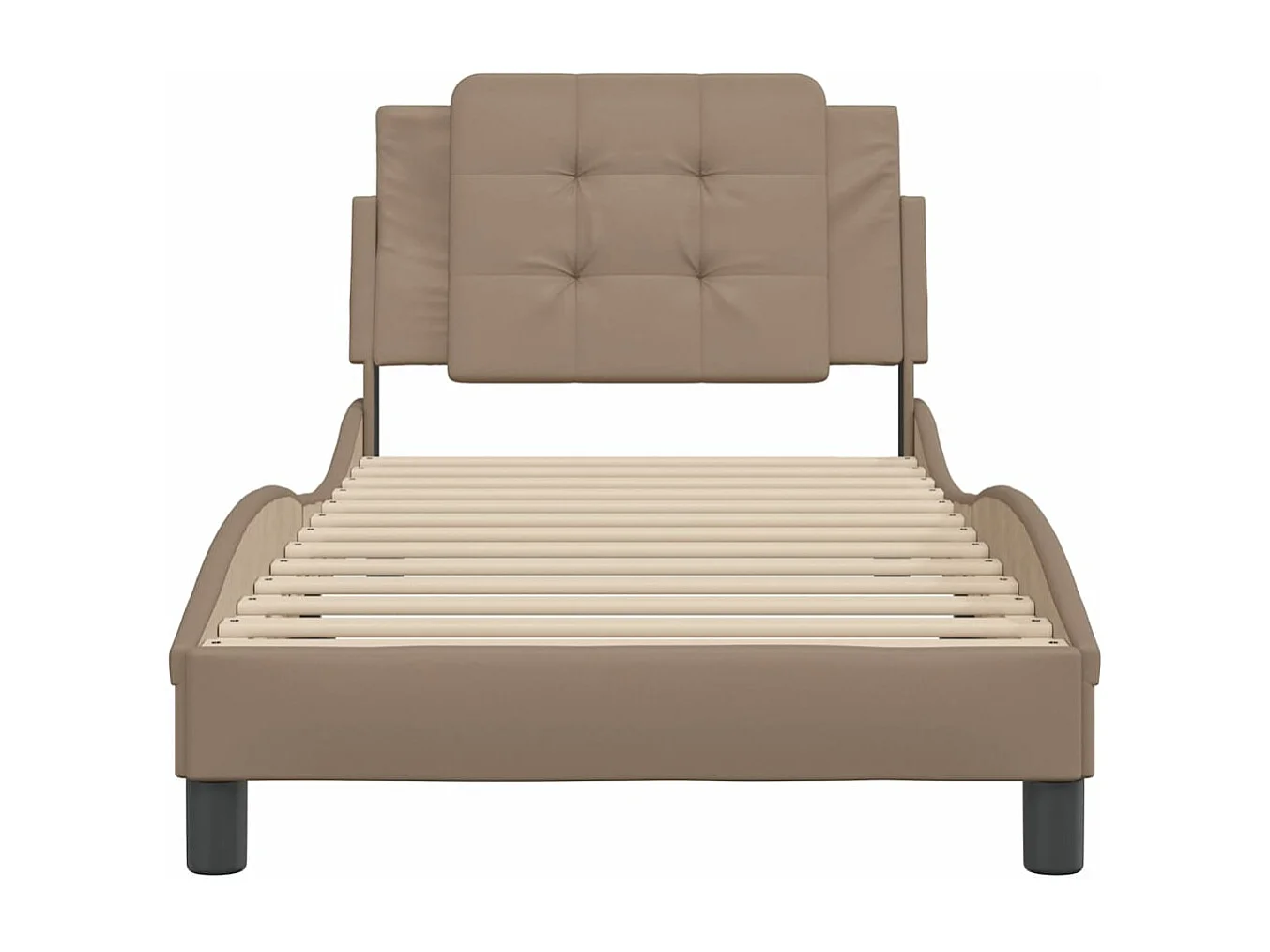 Estructura de cama cabecero cuero sintético capuchino 90x190 cm