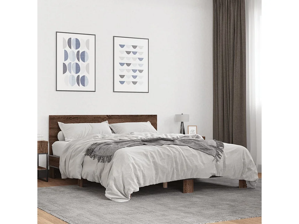 Estrutura de cama 150x200cm derivados madeira/metal