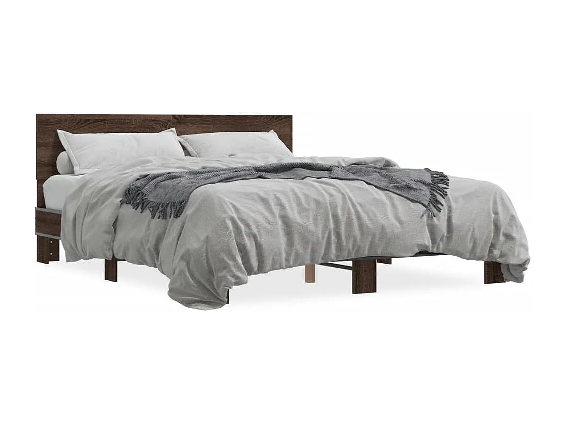 Cadre de lit chêne marron 150x200 cm bois d'ingénierie et métal
