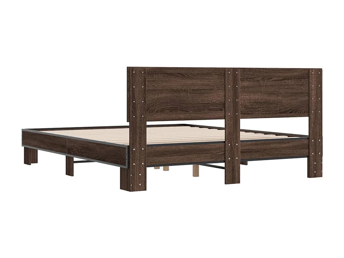 Cadre de lit chêne marron 150x200 cm bois d'ingénierie et métal