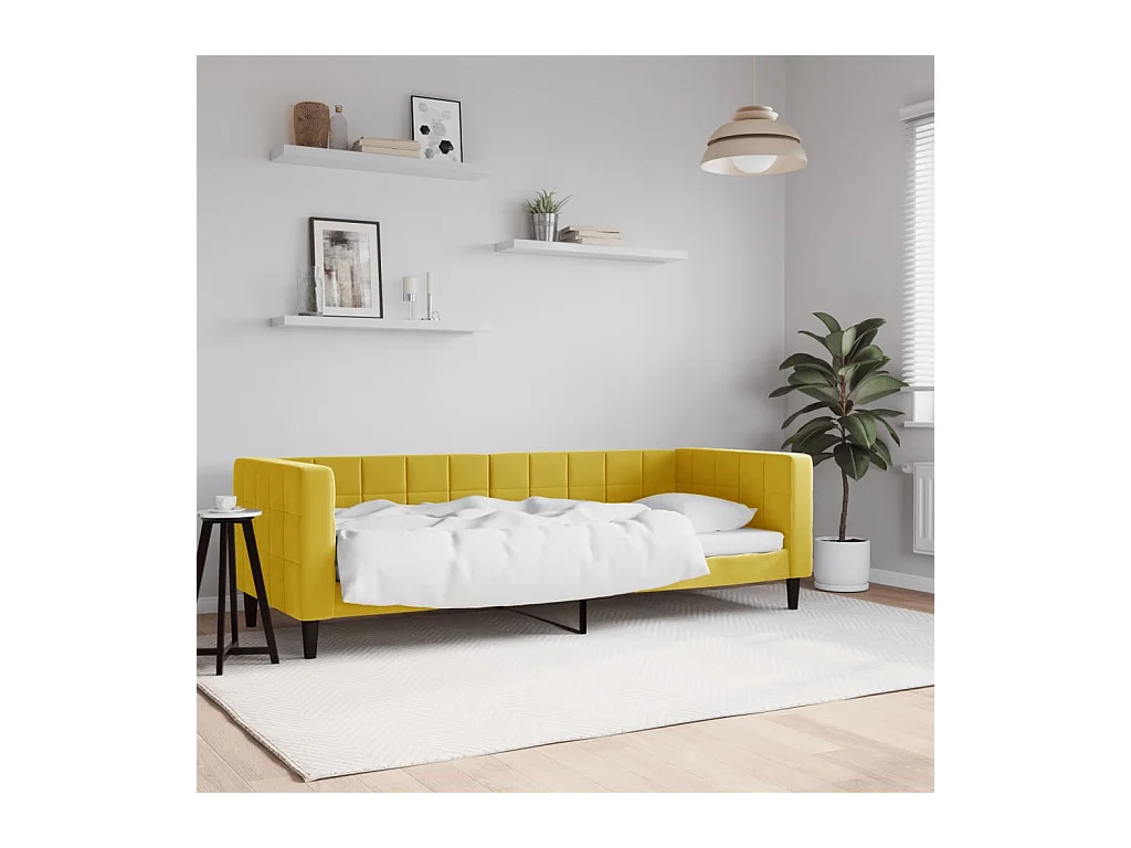 Sofá cama terciopelo amarillo 80x200 cm