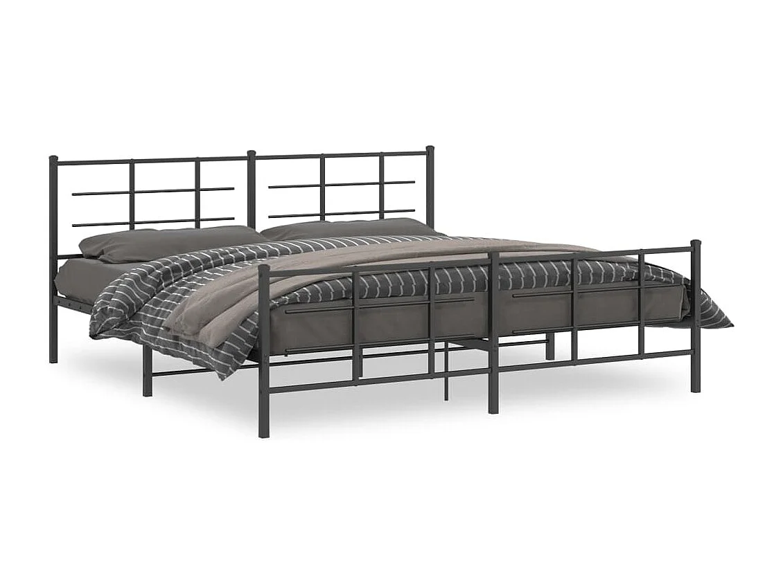 Estrutura de cama com cabeceira e pés 200x200 cm metal preto