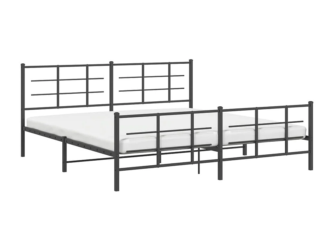 Estructura de cama cabecero y estribo metal negro 200x200 cm
