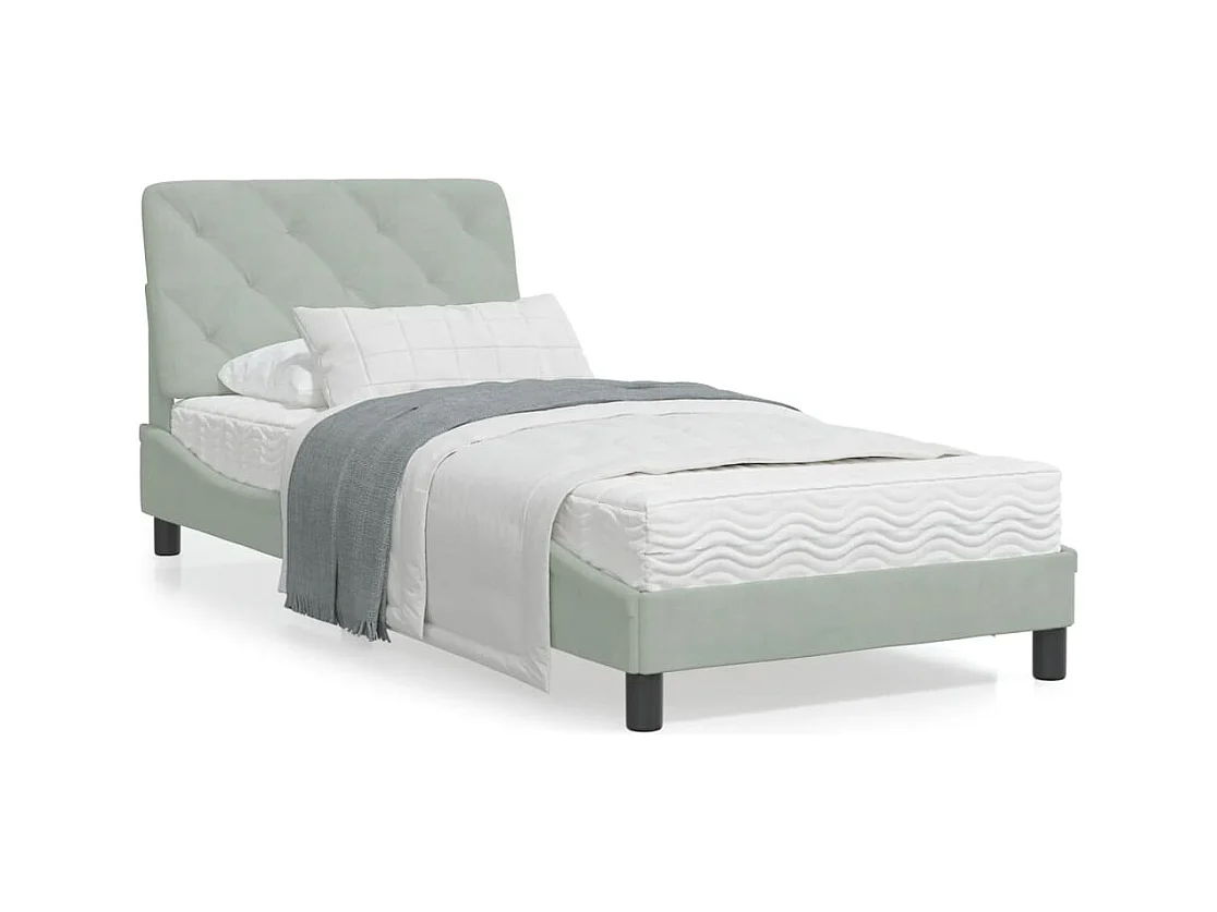 Lit avec matelas gris clair 80x200 cm velours
