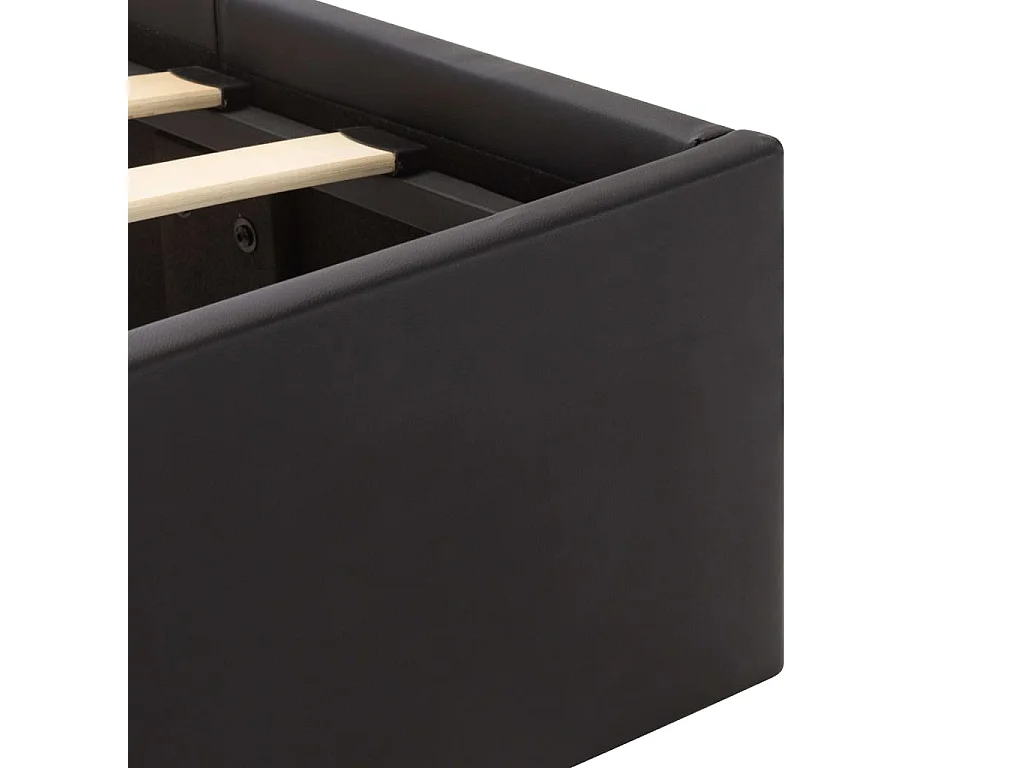 Cadre de lit à rangement avec LED noir similicuir 160x200 cm