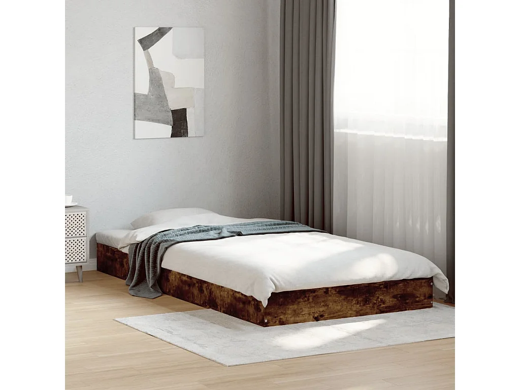 Estructura de cama madera de ingeniería roble humo 100x200 cm
