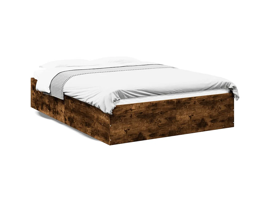 Estructura de cama madera de ingeniería roble ahumado 140x200cm