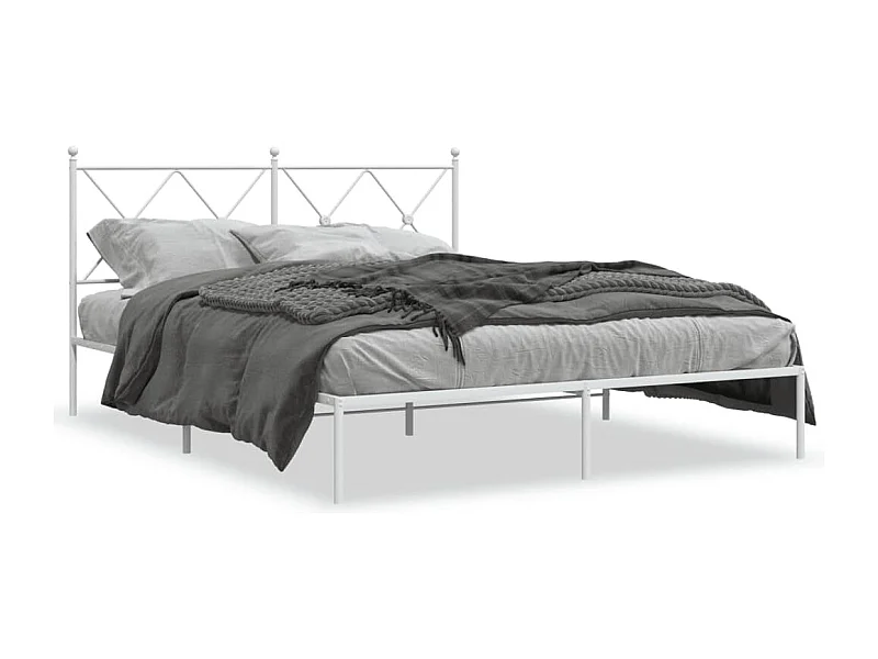 Estrutura de cama com cabeceira 160x200 cm metal branco