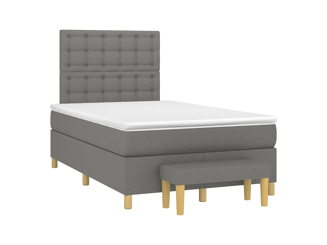 Sommier à lattes de lit avec matelas gris foncé 120x190cm tissu