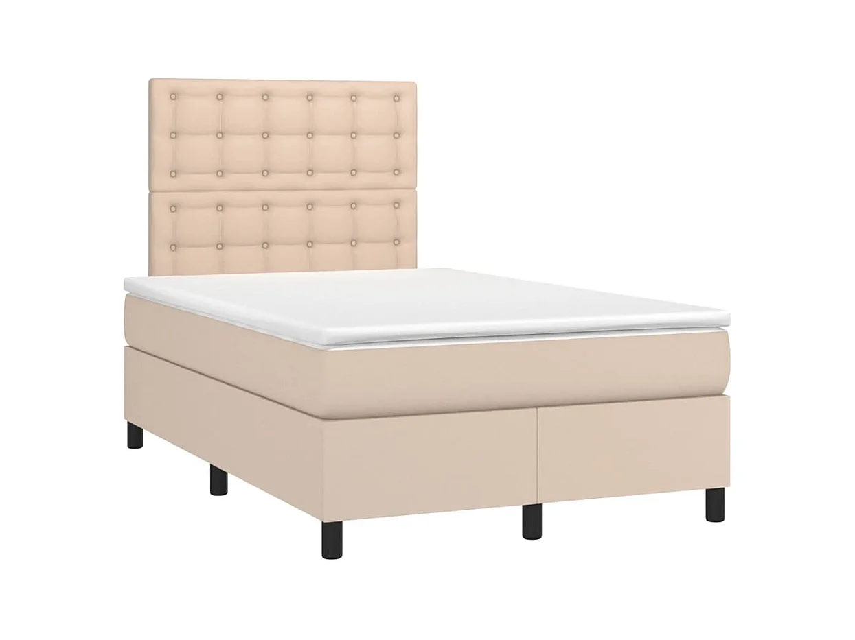 Sommier à lattes de lit avec matelas LED cappuccino 120x190 cm
