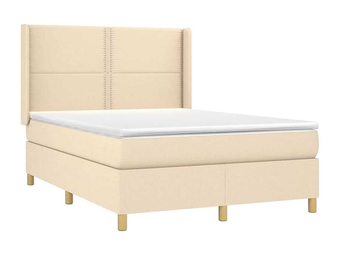 Sommier tapissier avec matelas et LED Crème 140x190 cm Tissu