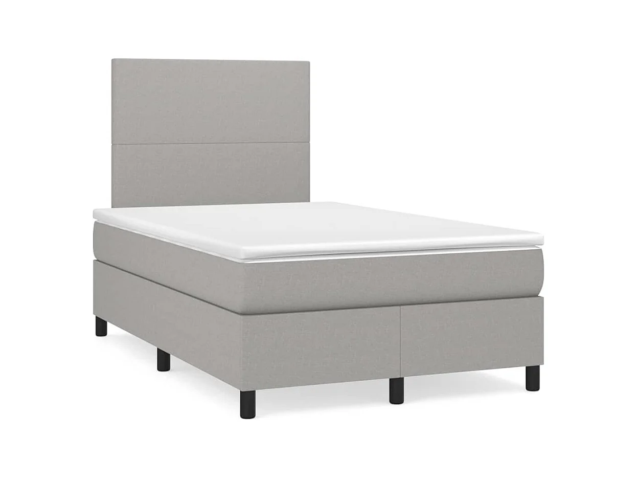 Cama box spring c/ colchão e LED 120x190 cm tecido cinza-claro