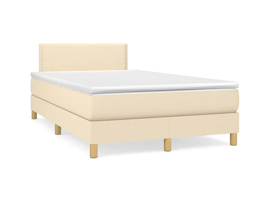 Sommier à lattes de lit avec matelas crème 120x190 cm tissu