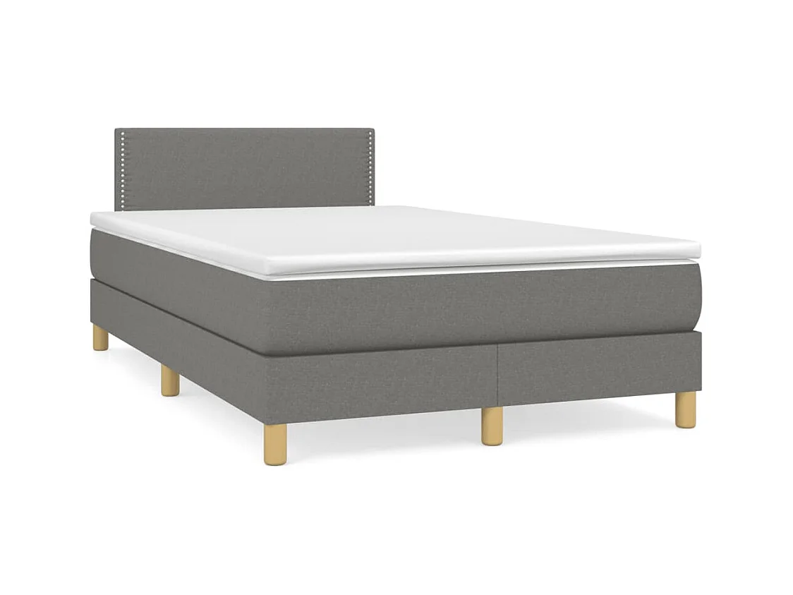 Cama box spring con colchón y LED tela marrón oscuro 120x190 cm