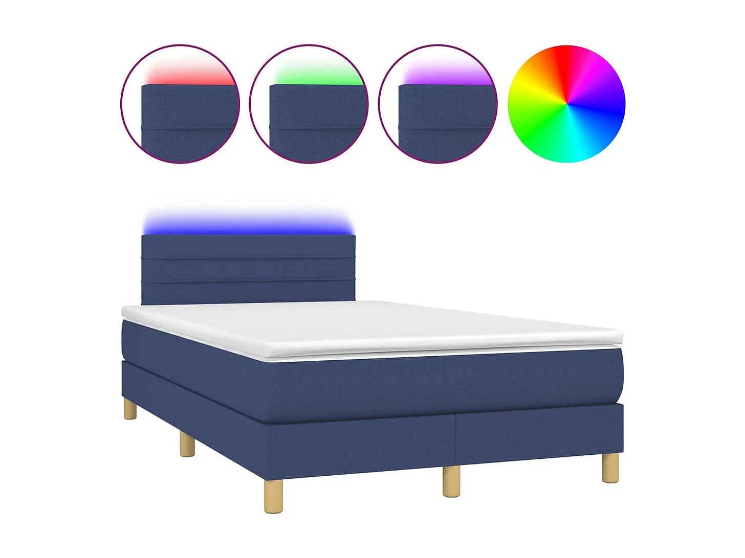 Boxspring met matras en LED stof blauw 120x190 cm