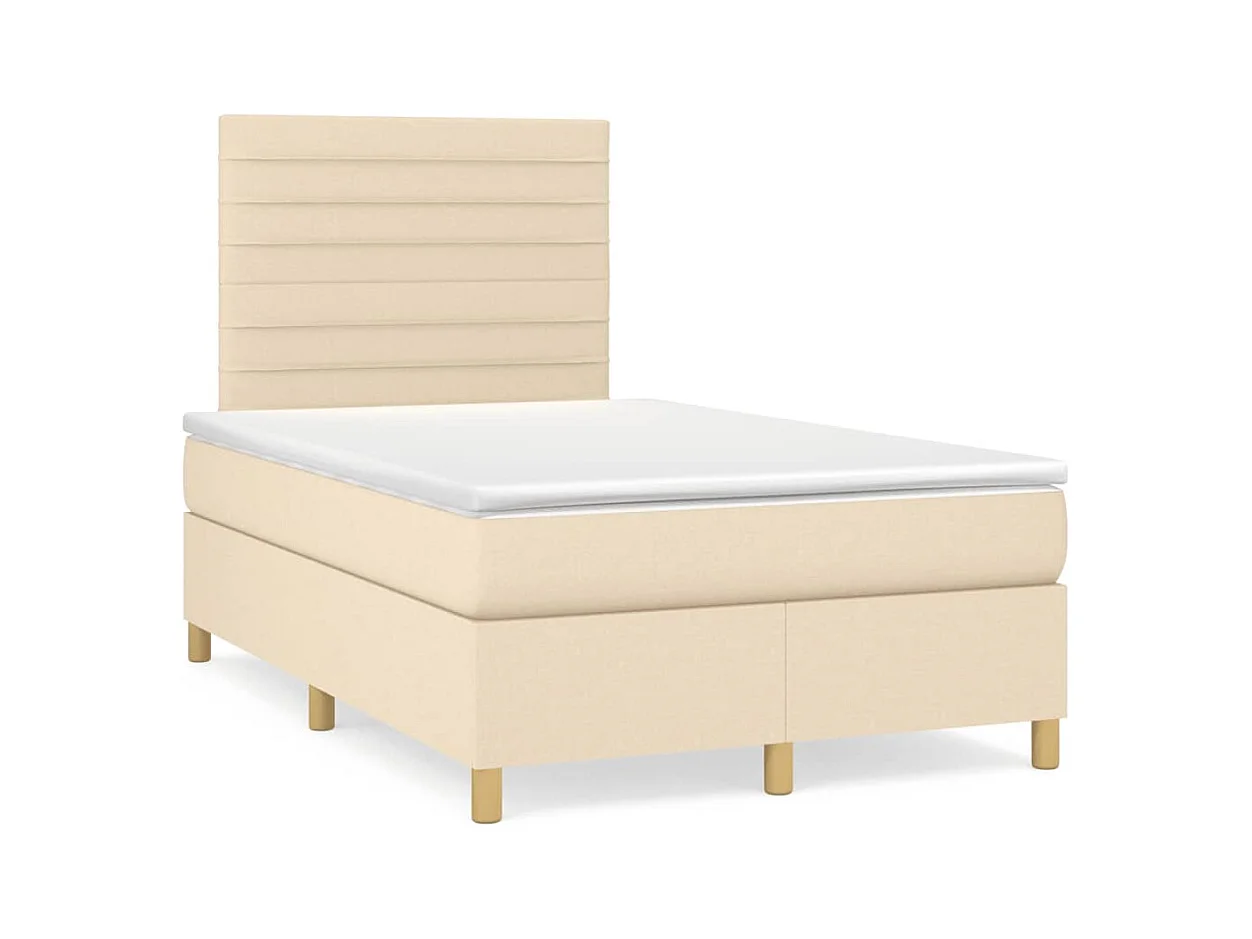 Cama boxspring com colchão 120x190 cm tecido cor creme