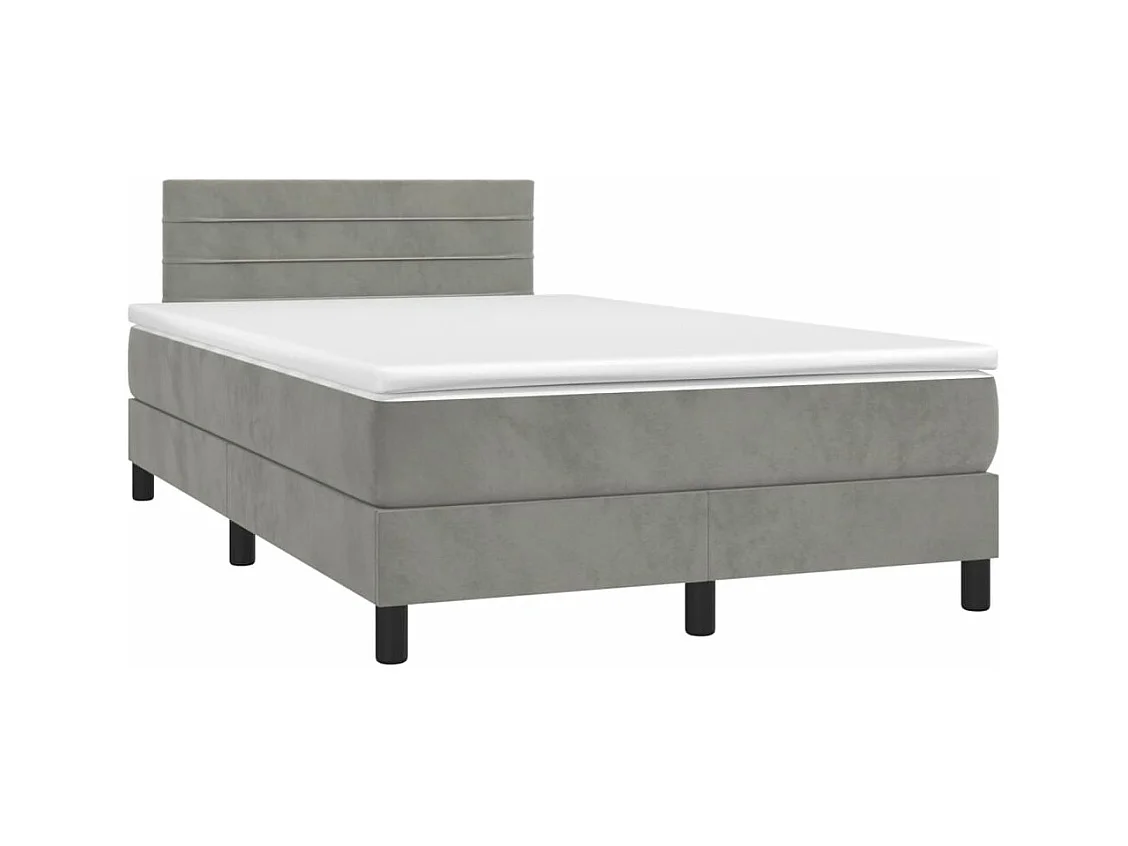 Sommier à lattes de lit avec matelas LED gris clair 120x190 cm