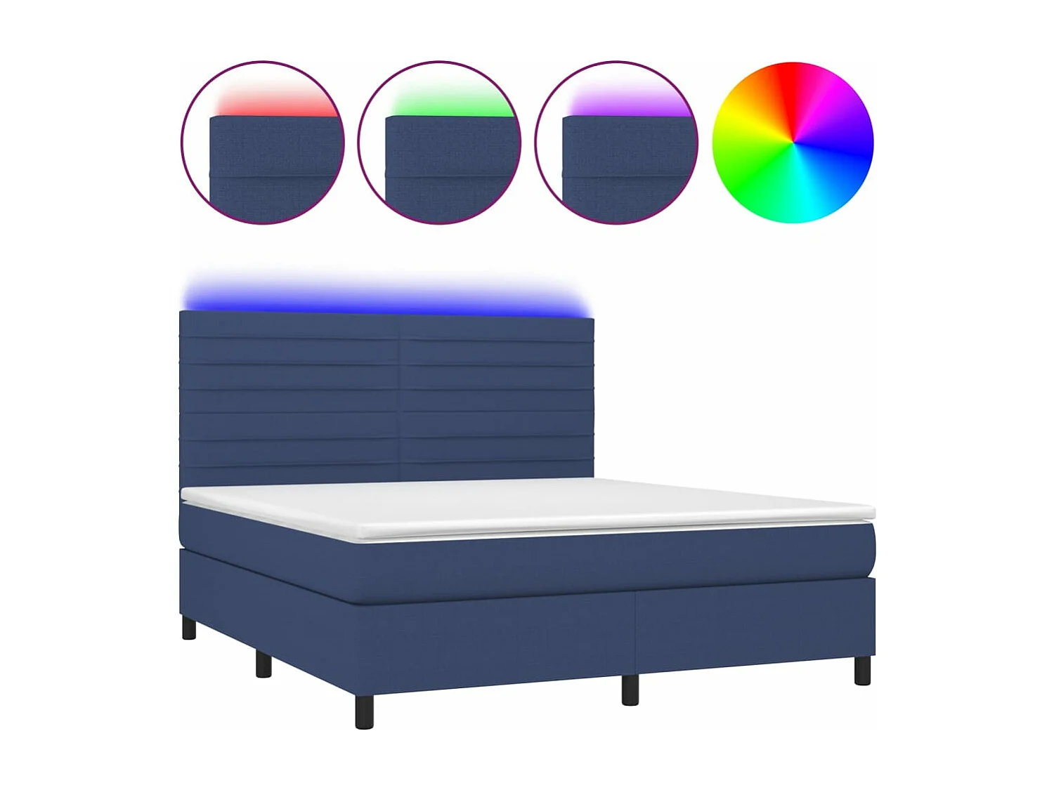 Boxspring met matras en LED stof blauw 180x200 cm