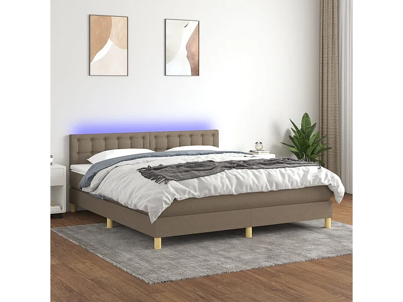 Boxspring met matras en LED stof taupe 180x200 cm