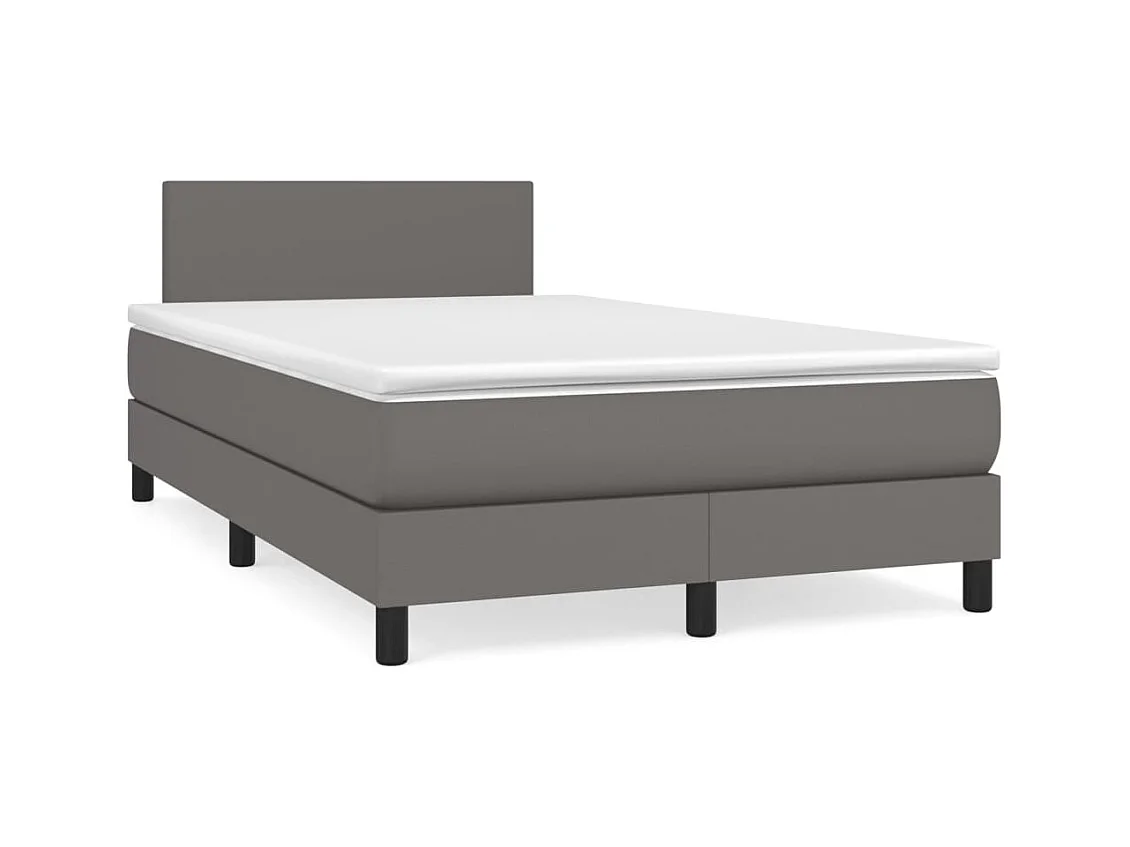 Sommier à lattes de lit avec matelas gris 120x190 cm similicuir