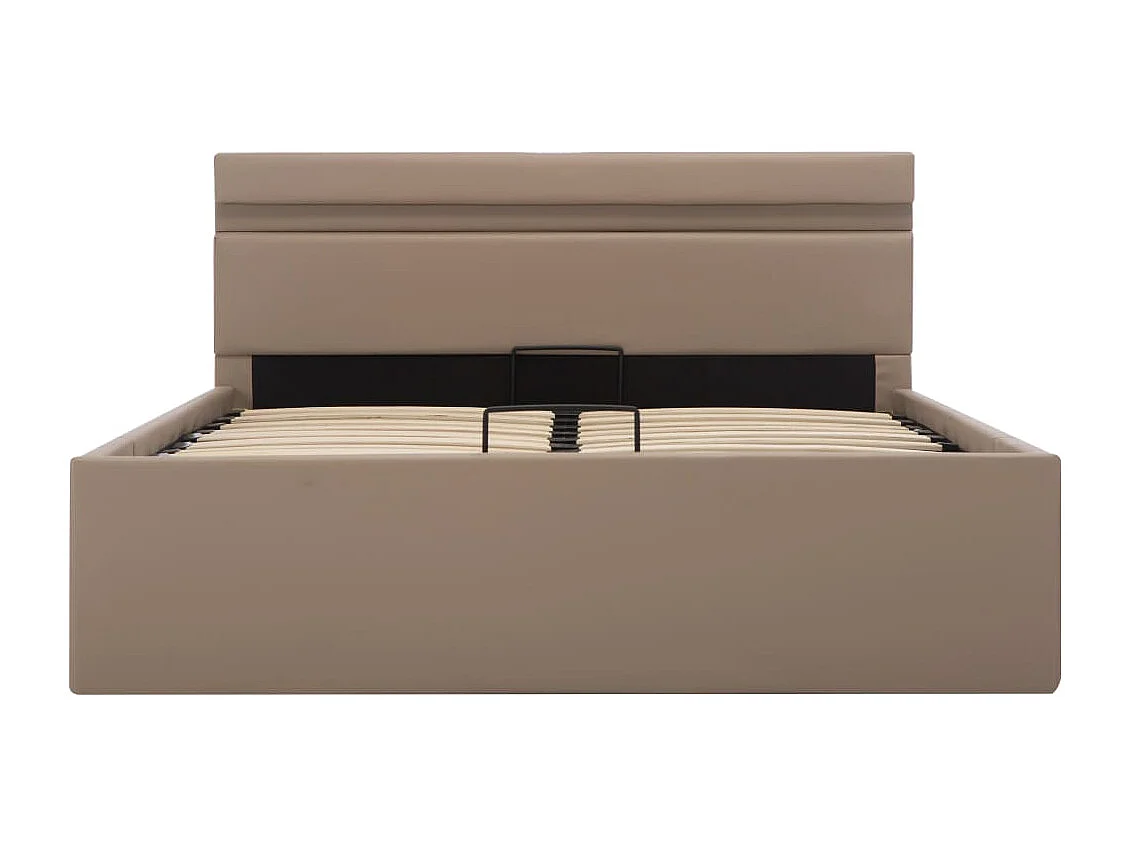 Cama canapé hidráulica LED cuero sintético capuchino 120x200 cm