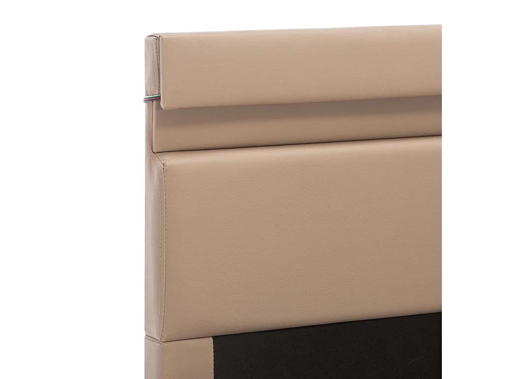 Cama canapé hidráulica LED cuero sintético capuchino 120x200 cm