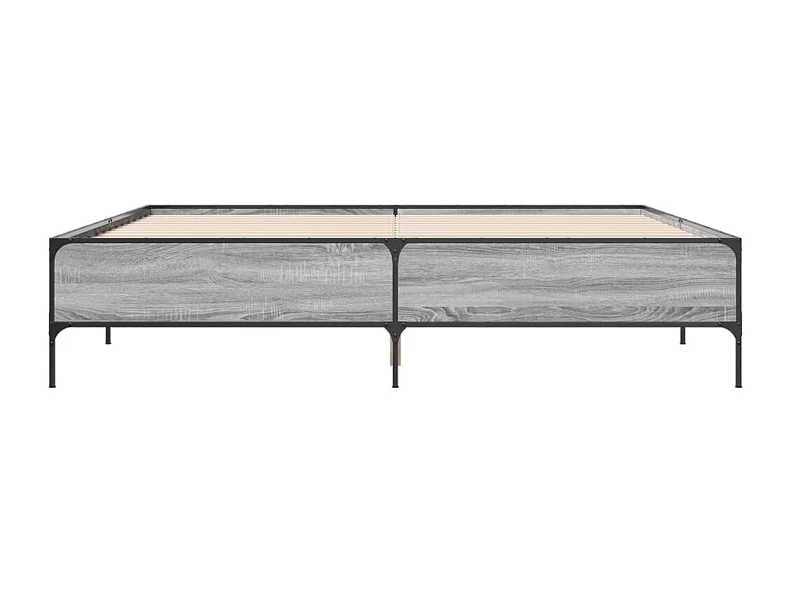 Estructura cama madera ingeniería metal gris Sonoma 180x200 cm