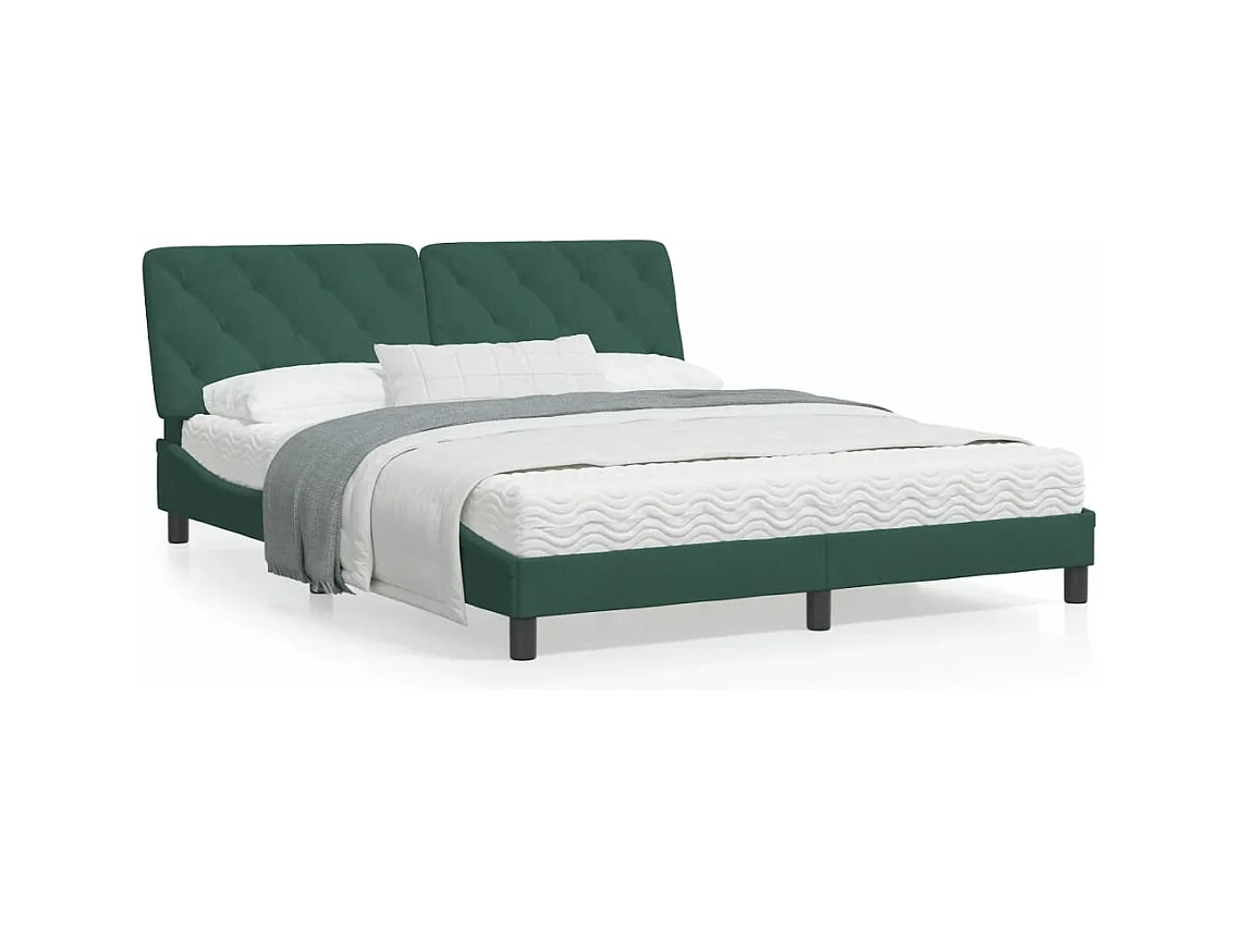 Lit avec matelas vert foncé 160x200 cm velours