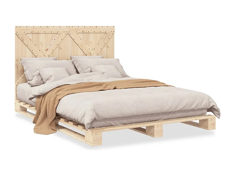 Estrutura de cama com cabeceira 160x200 cm pinho maciço