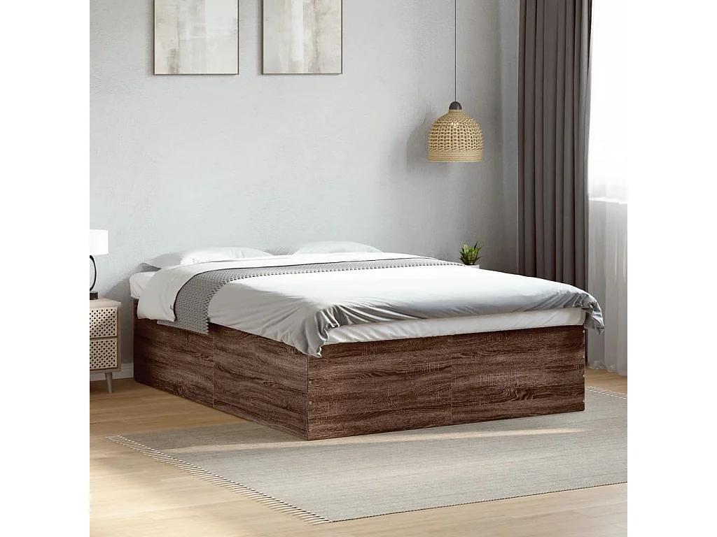 Estructura de cama madera de ingeniería marrón roble 150x200 cm