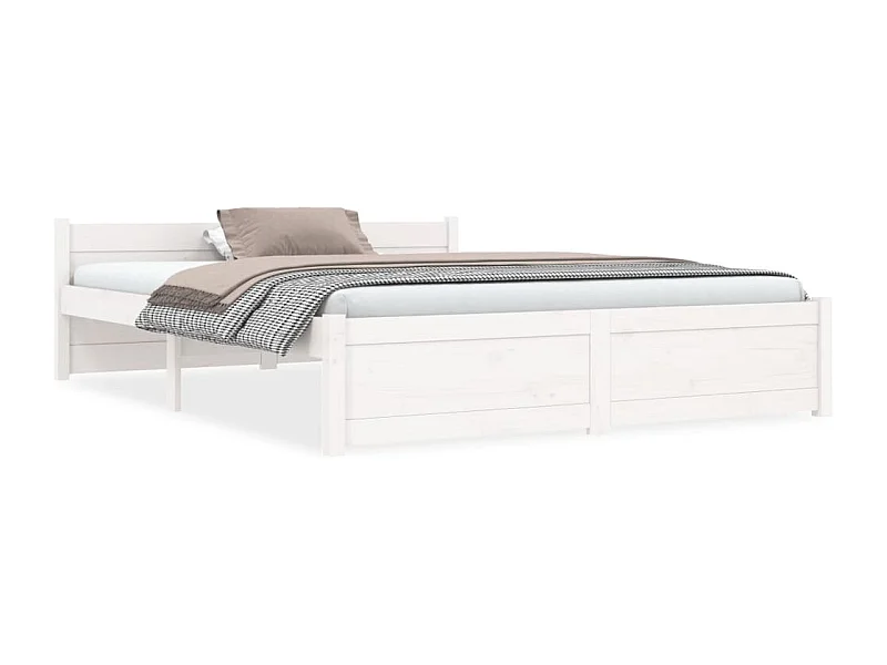 Estrutura de cama 140x190 cm madeira maciça branco