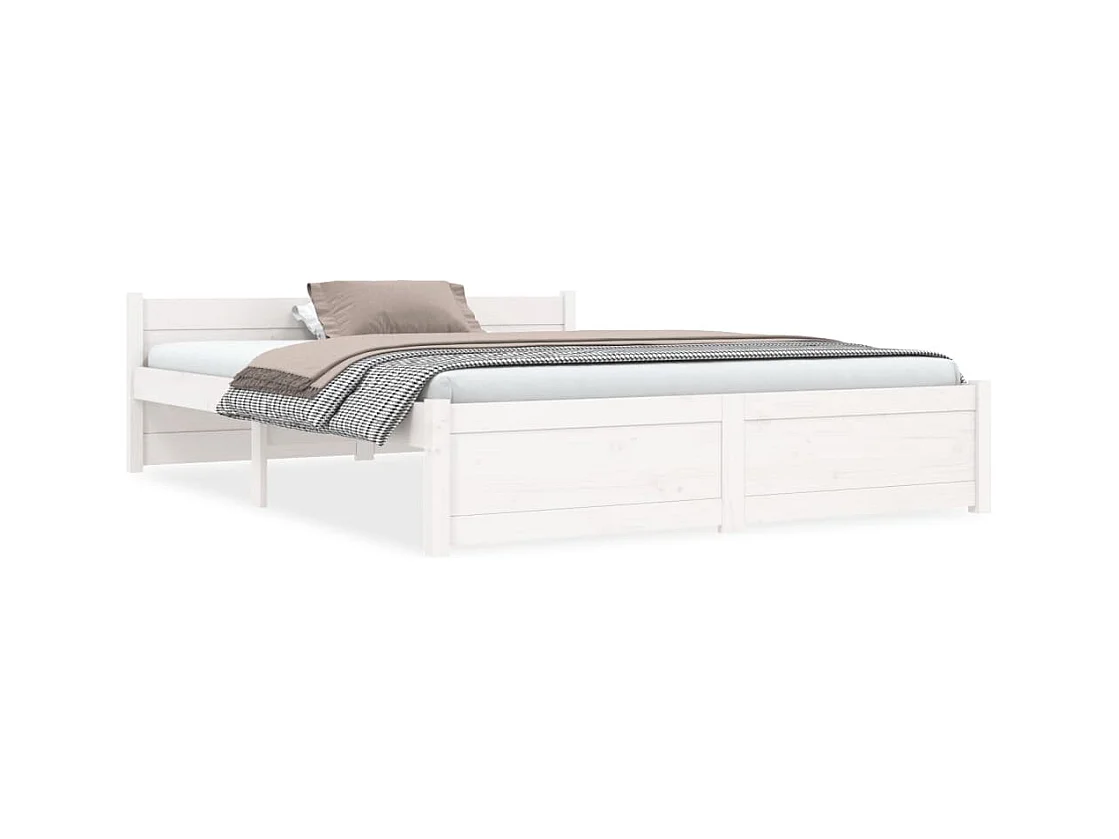 Estrutura de cama 140x190 cm madeira maciça branco