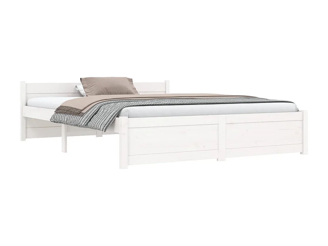 Estrutura de cama 140x190 cm madeira maciça branco