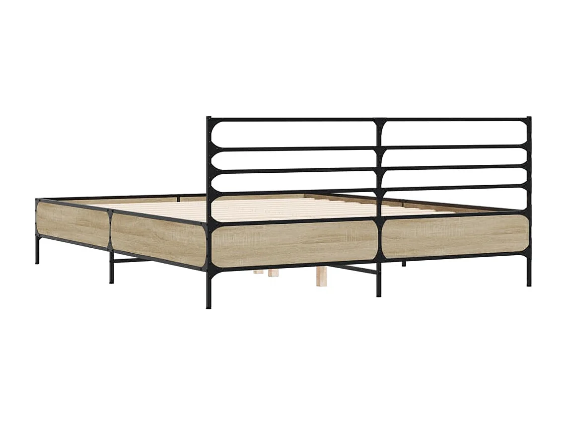 Cadre de lit chêne sonoma 160x200 cm bois d'ingénierie et métal