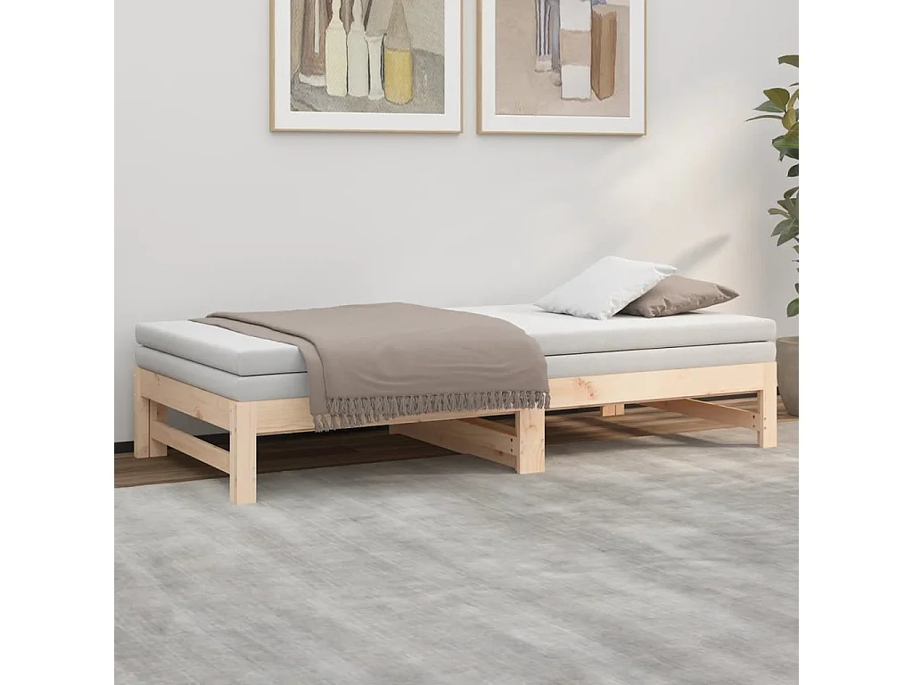 Sofá cama extraíble madera maciza de pino 2x(75x190) cm