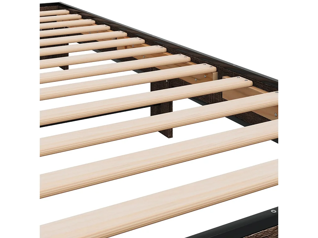 Estructura cama madera ingeniería metal marrón roble 100x200 cm
